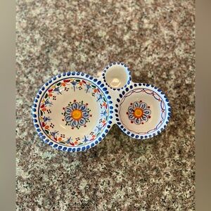 Triple Beautiful Colorful Vintage Salsa Bowl